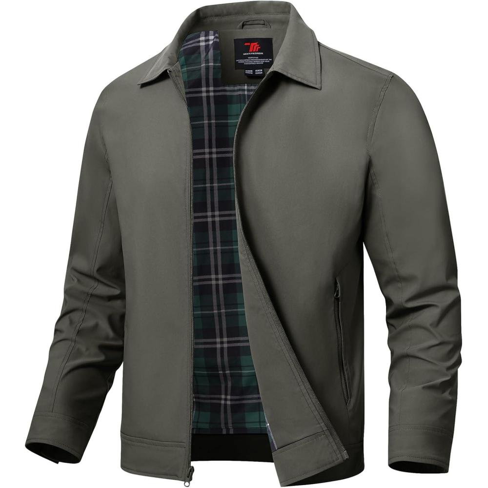 imageTBMPOY Mens Lightweight Jackets Casual Windbreaker Stylish Light Fall Spring Golf Work Dress BusinessCharcoal Gray