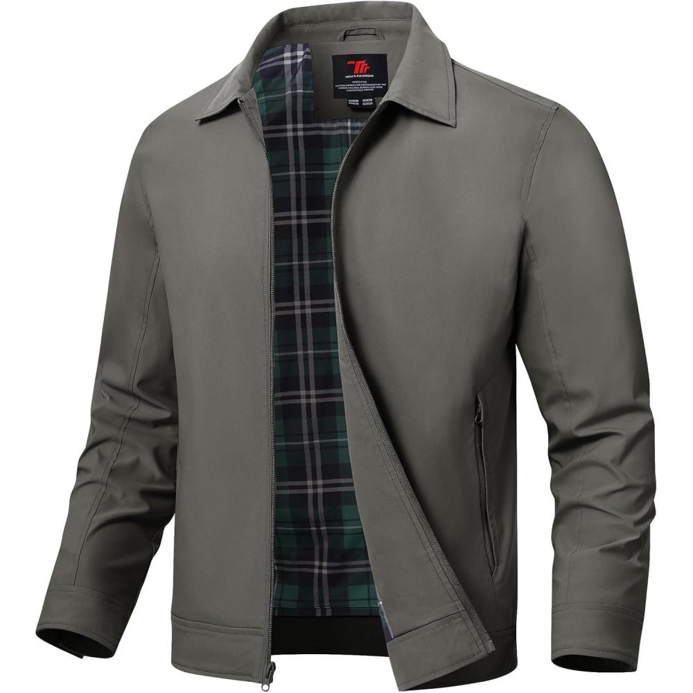 imageTBMPOY Mens Lightweight Jackets Casual Windbreaker Stylish Light Fall Spring Golf Work Dress BusinessDeep Gray