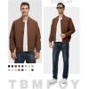 imageTBMPOY Mens Lightweight Bomber Jackets Light Windbreaker Casual Stylish Fall Golf Zip Up Dress Business VarsityA1dark Brown