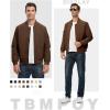 imageTBMPOY Mens Lightweight Bomber Jackets Light Windbreaker Casual Stylish Fall Golf Zip Up Dress Business VarsityA1dark Coffee