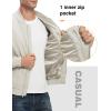 imageTBMPOY Mens Lightweight Bomber Jackets Light Windbreaker Casual Stylish Fall Golf Zip Up Dress Business VarsityA1silver