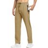 imageTBMPOY Mens Lightweight Hiking Travel Pants Breathable Athletic Fishing Active Joggers Zipper PocketsA4khaki