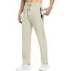 imageTBMPOY Mens Lightweight Hiking Travel Pants Breathable Athletic Fishing Active Joggers Zipper PocketsB13cream