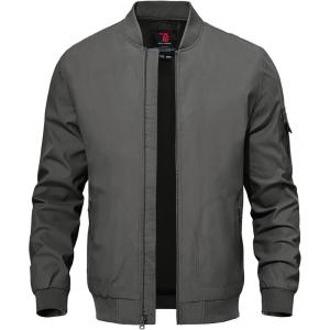 imageTBMPOY Mens Lightweight Bomber Jackets Light Windbreaker Casual Stylish Fall Golf Zip Up Dress Business VarsityA1dark Grey