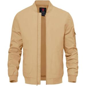 imageTBMPOY Mens Lightweight Bomber Jackets Light Windbreaker Casual Stylish Fall Golf Zip Up Dress Business VarsityA1light Camel