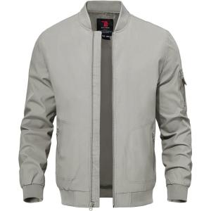 imageTBMPOY Mens Lightweight Bomber Jackets Light Windbreaker Casual Stylish Fall Golf Zip Up Dress Business VarsityA1light Grey