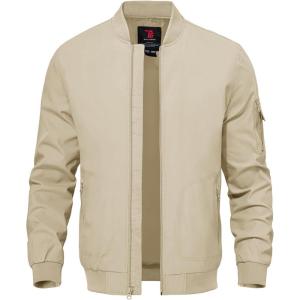 imageTBMPOY Mens Lightweight Bomber Jackets Light Windbreaker Casual Stylish Fall Golf Zip Up Dress Business VarsityA1light Khaki