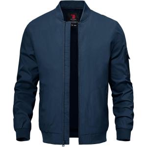 imageTBMPOY Mens Lightweight Bomber Jackets Light Windbreaker Casual Stylish Fall Golf Zip Up Dress Business VarsityA1navy