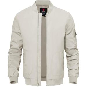imageTBMPOY Mens Lightweight Bomber Jackets Light Windbreaker Casual Stylish Fall Golf Zip Up Dress Business VarsityA1silver