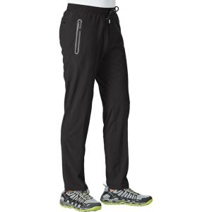 imageTBMPOY Mens Lightweight Hiking Travel Pants Breathable Athletic Fishing Active Joggers Zipper PocketsA1black