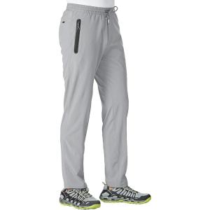 imageTBMPOY Mens Lightweight Hiking Travel Pants Breathable Athletic Fishing Active Joggers Zipper PocketsA5light Grey