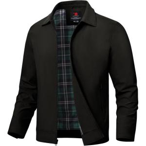 imageTBMPOY Mens Lightweight Jackets Casual Windbreaker Stylish Light Fall Spring Golf Work Dress BusinessBlack