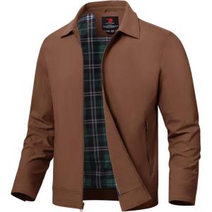 imageTBMPOY Mens Lightweight Jackets Casual Windbreaker Stylish Light Fall Spring Golf Work Dress BusinessBrown