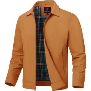 imageTBMPOY Mens Lightweight Jackets Casual Windbreaker Stylish Light Fall Spring Golf Work Dress BusinessLight Brown1