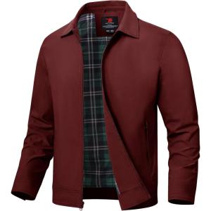 imageTBMPOY Mens Lightweight Jackets Casual Windbreaker Stylish Light Fall Spring Golf Work Dress BusinessRed