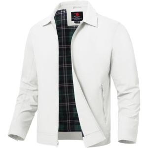 imageTBMPOY Mens Lightweight Jackets Casual Windbreaker Stylish Light Fall Spring Golf Work Dress BusinessWhite1