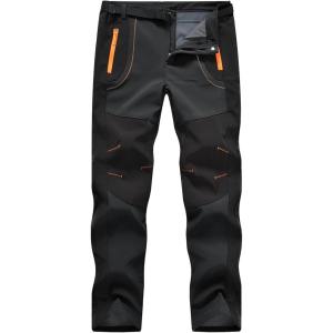 imageTBMPOY Mens Snow Ski Hiking Pants Waterproof Winter Fleece Lined Pants Camping Skiing Ice Fishing Pants with BeltA1thick Dark Grey