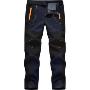 imageTBMPOY Mens Snow Ski Hiking Pants Waterproof Winter Fleece Lined Pants Camping Skiing Ice Fishing Pants with BeltA1thick Navy