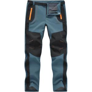 imageTBMPOY Mens Snow Ski Hiking Pants Waterproof Winter Fleece Lined Pants Camping Skiing Ice Fishing Pants with BeltA1thick Stone Blue