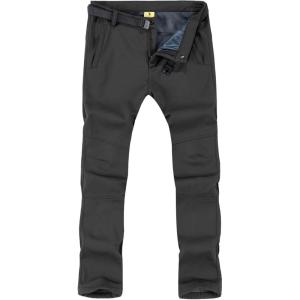 imageTBMPOY Mens Snow Ski Hiking Pants Waterproof Winter Fleece Lined Pants Camping Skiing Ice Fishing Pants with BeltA2thick Dark Grey