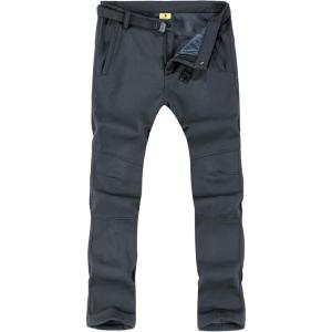 imageTBMPOY Mens Snow Ski Hiking Pants Waterproof Winter Fleece Lined Pants Camping Skiing Ice Fishing Pants with BeltA2thick Grey