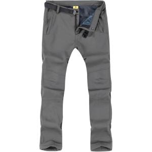 imageTBMPOY Mens Snow Ski Hiking Pants Waterproof Winter Fleece Lined Pants Camping Skiing Ice Fishing Pants with BeltA2thick Steel Grey