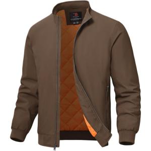 imageTBMPOY Mens Winter Lightweight Bomber Jackets Water Resistant Fall Casual Windbreakers Quilted Full Zip Windproof Work CoatsDark Coffee