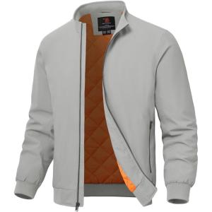 imageTBMPOY Mens Winter Lightweight Bomber Jackets Water Resistant Fall Casual Windbreakers Quilted Full Zip Windproof Work CoatsLight Grey
