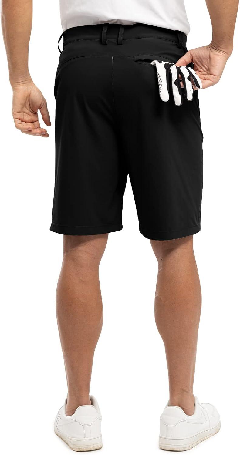 imageTBMPOY Mens 9 Golf Work Shorts Stretch Waistband Dry Fit Hiking Casual Business Dress Athletic Shorts 3 Pockets Black 36