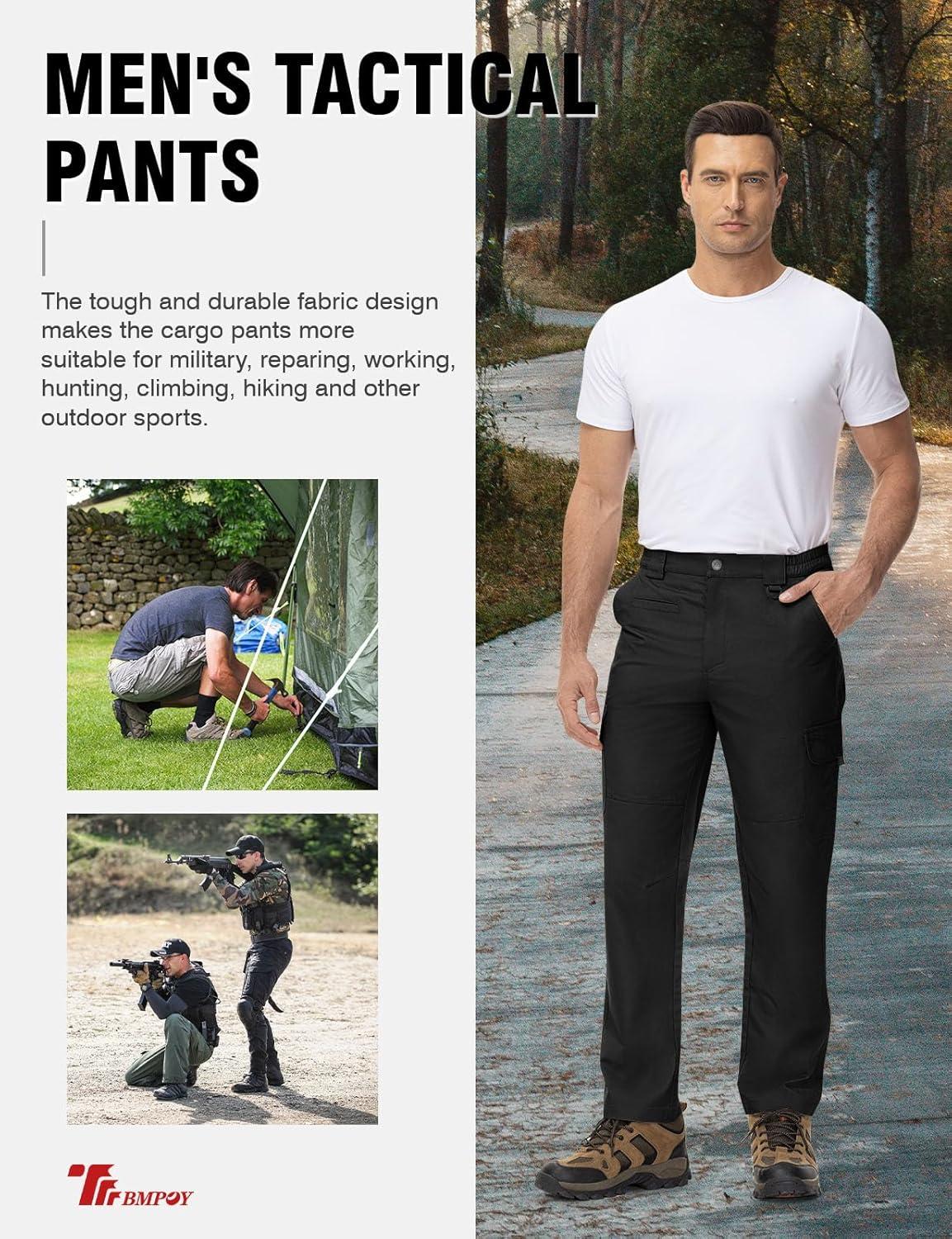 imageTBMPOY Mens Cargo Tactical Pants Stretch Ripstop Work Pants Water Resistant Hiking Pant for Outdoor
