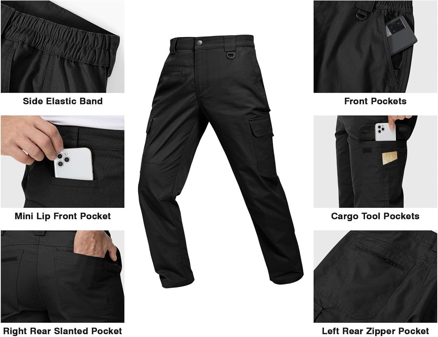 imageTBMPOY Mens Cargo Tactical Pants Stretch Ripstop Work Pants Water Resistant Hiking Pant for Outdoor