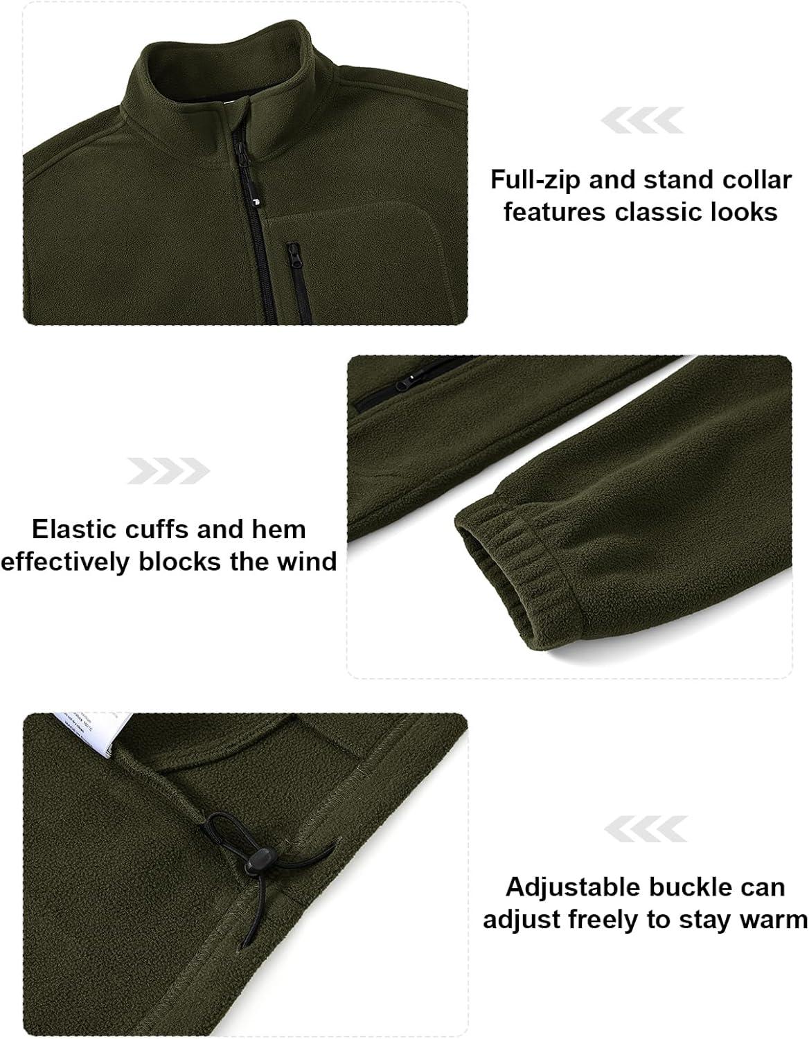 imageTBMPOY Mens Fleece Jackets Lightweight FullZip Fall Jacket Outdoor Hiking Warm Winter Coats with PocketsArmy Green