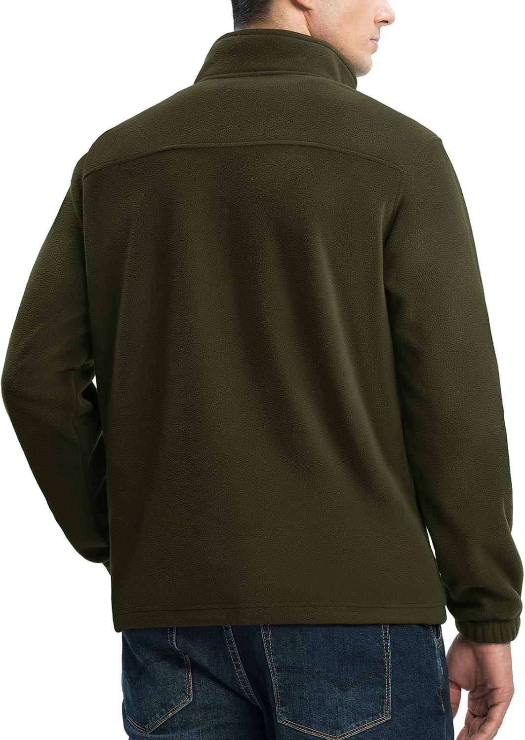 imageTBMPOY Mens Fleece Jackets Lightweight FullZip Fall Jacket Outdoor Hiking Warm Winter Coats with PocketsArmy Green