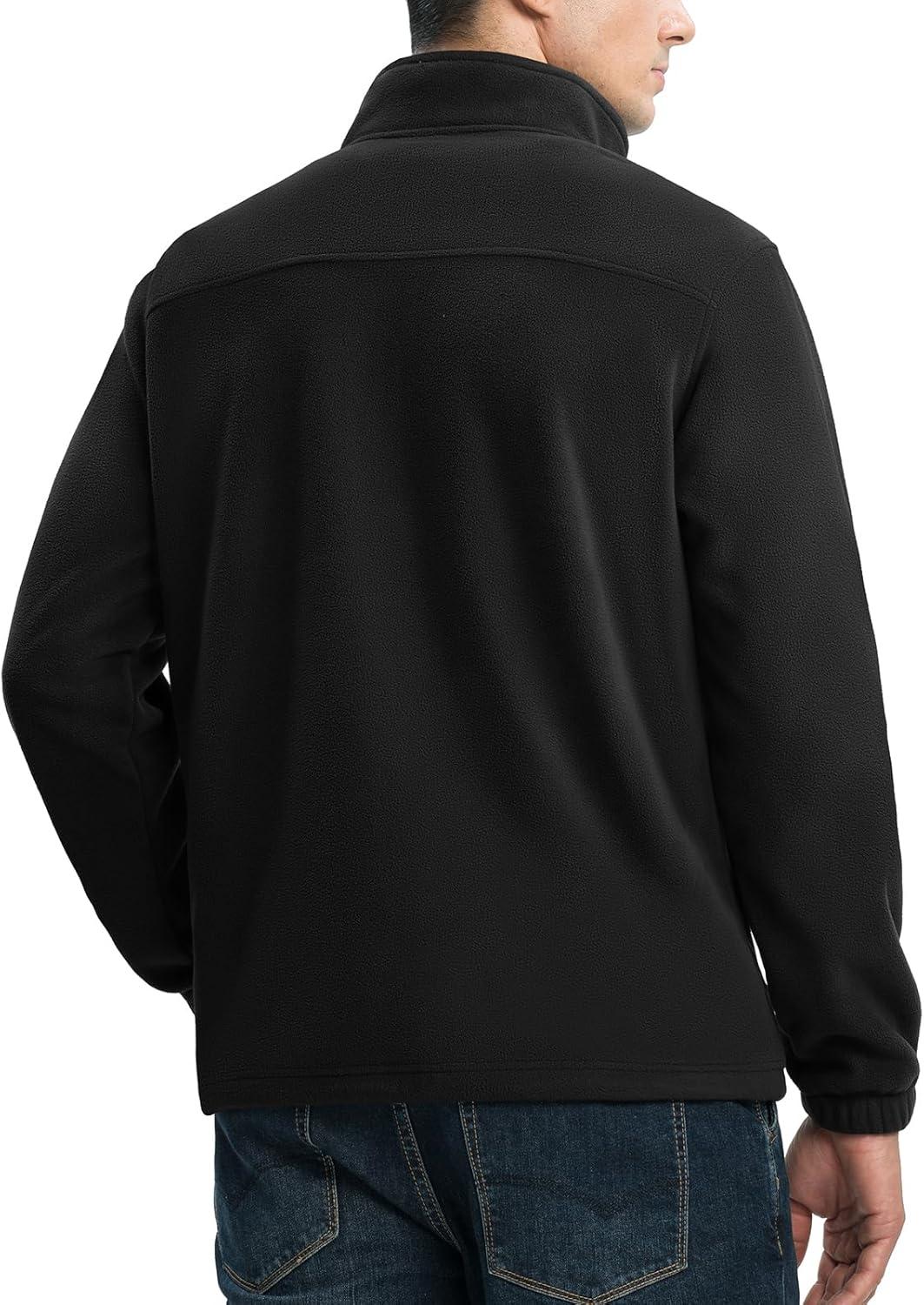 imageTBMPOY Mens Fleece Jackets Lightweight FullZip Fall Jacket Outdoor Hiking Warm Winter Coats with PocketsBlack