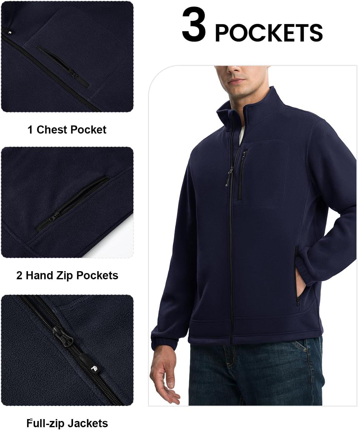 imageTBMPOY Mens Fleece Jackets Lightweight FullZip Fall Jacket Outdoor Hiking Warm Winter Coats with PocketsDark Blue