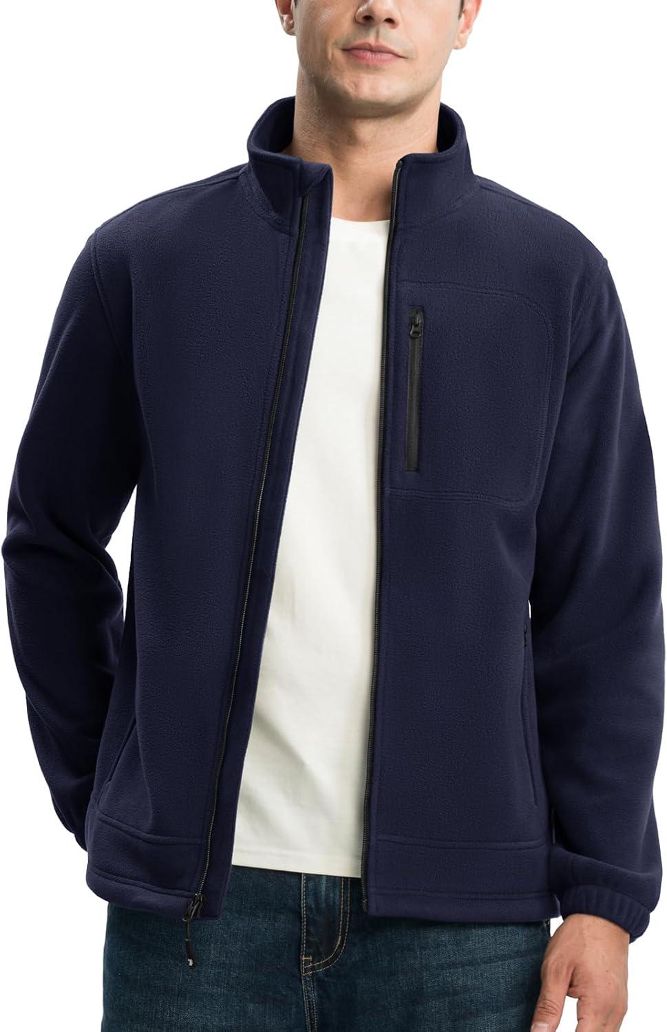 imageTBMPOY Mens Fleece Jackets Lightweight FullZip Fall Jacket Outdoor Hiking Warm Winter Coats with PocketsDark Blue