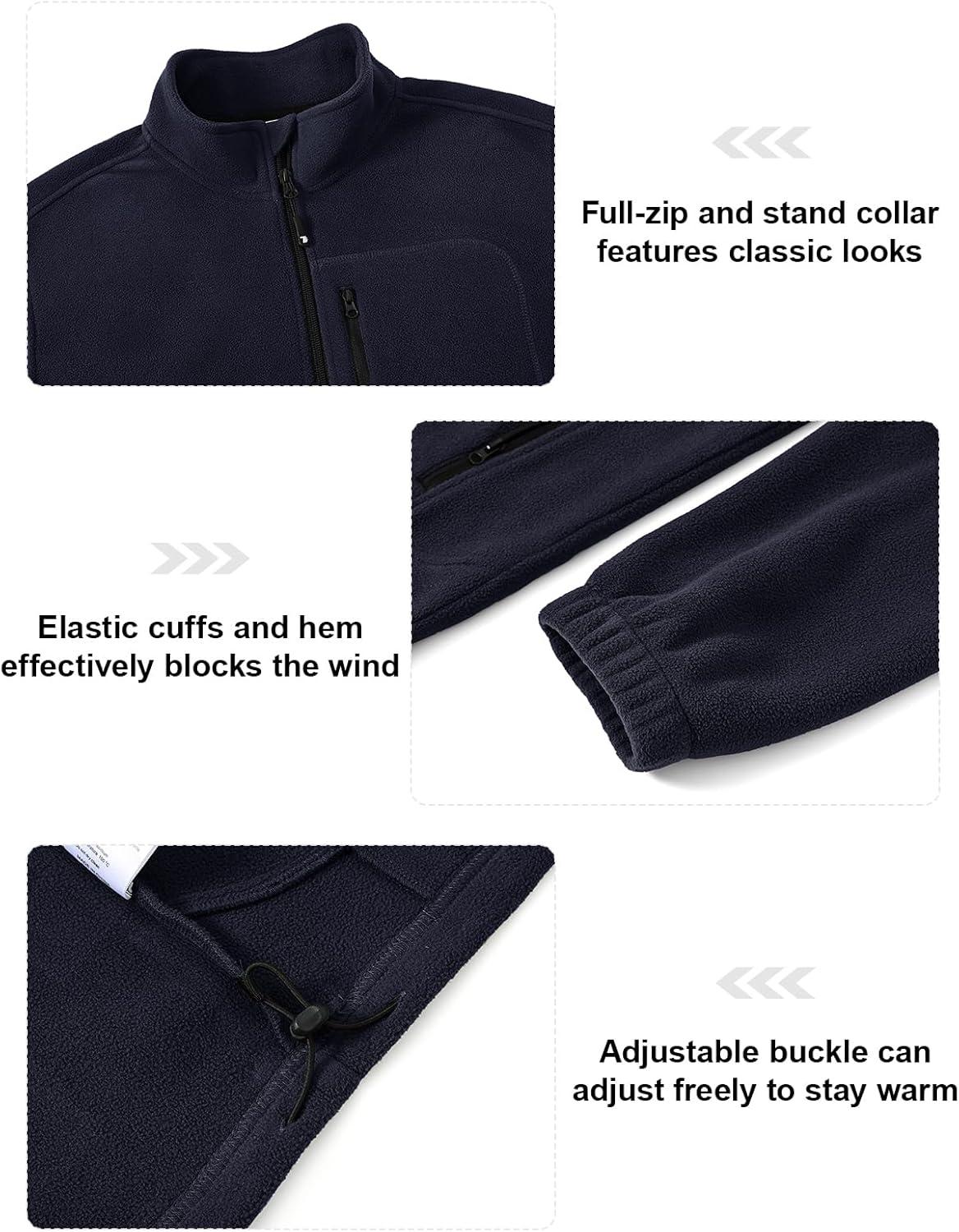 imageTBMPOY Mens Fleece Jackets Lightweight FullZip Fall Jacket Outdoor Hiking Warm Winter Coats with PocketsDark Blue