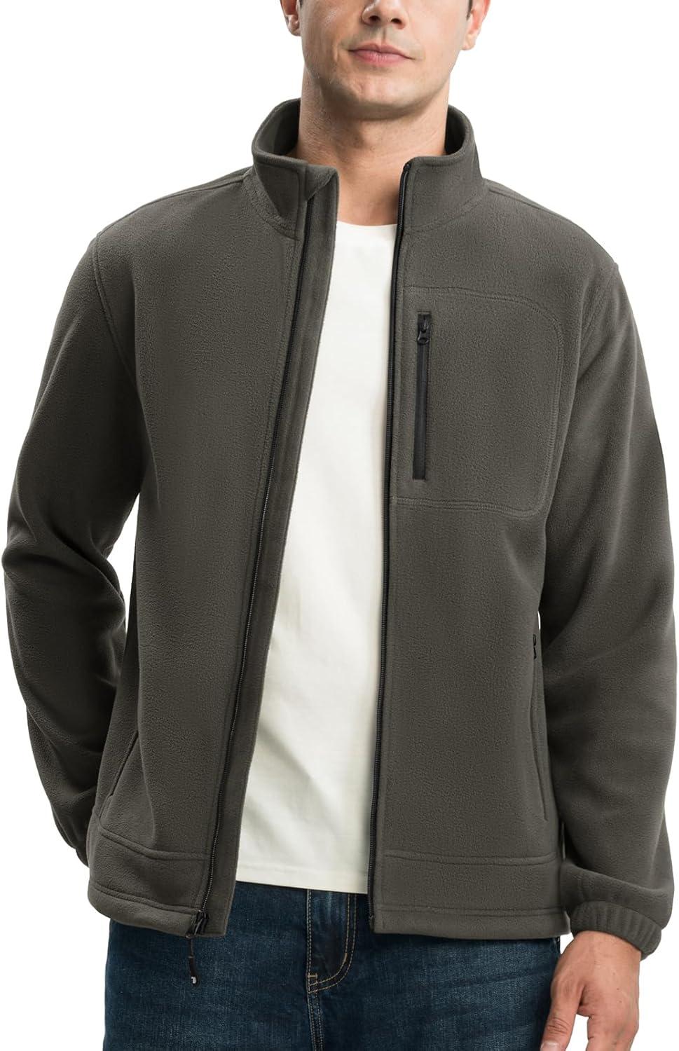 imageTBMPOY Mens Fleece Jackets Lightweight FullZip Fall Jacket Outdoor Hiking Warm Winter Coats with PocketsGray