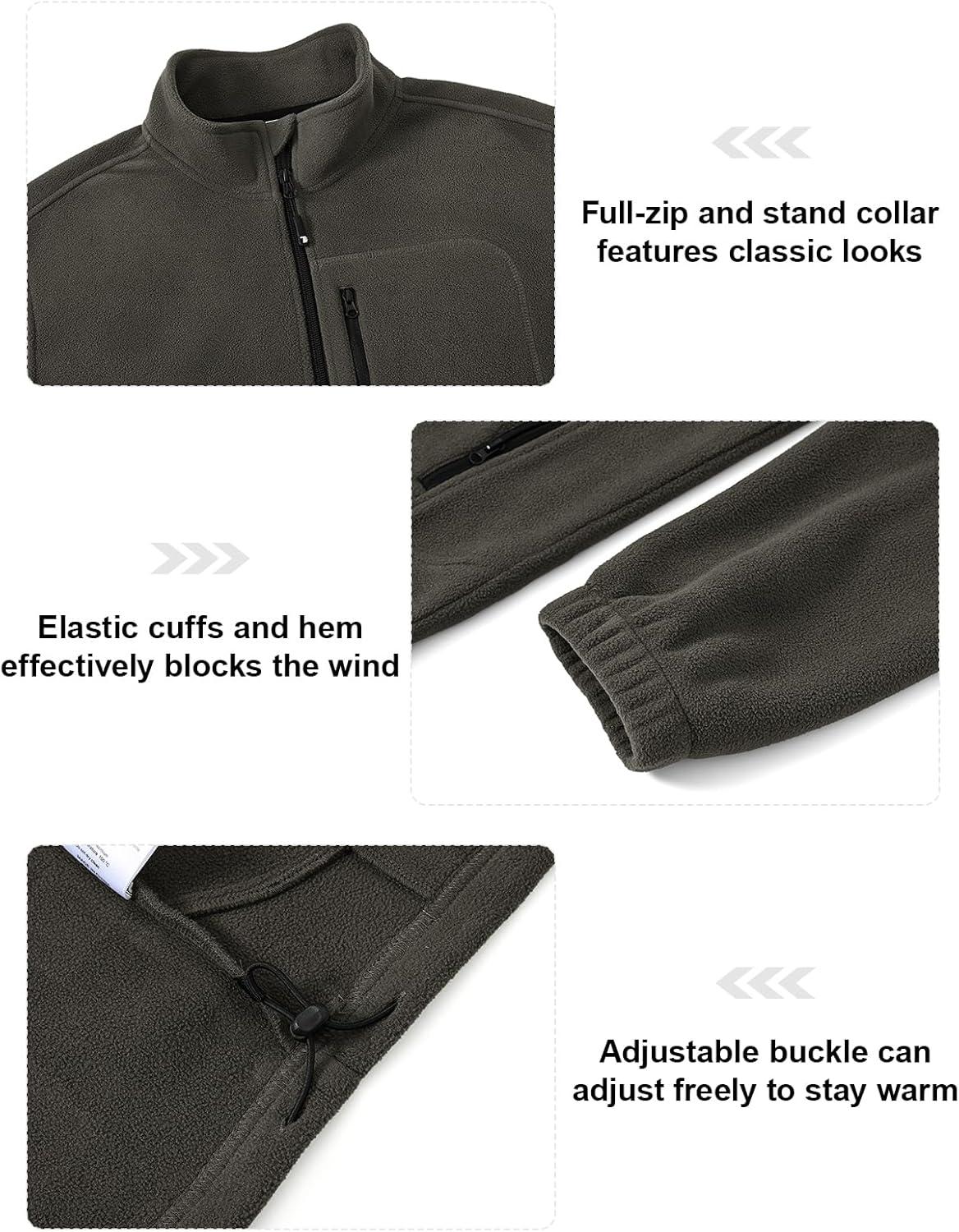 imageTBMPOY Mens Fleece Jackets Lightweight FullZip Fall Jacket Outdoor Hiking Warm Winter Coats with PocketsGray