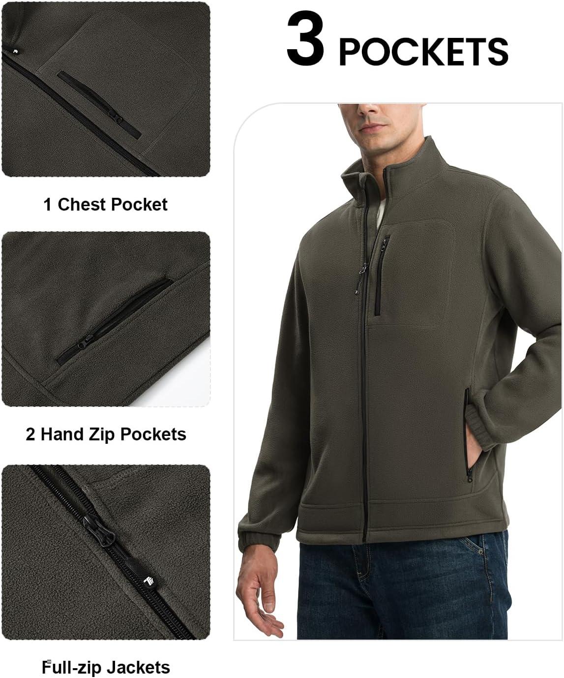 imageTBMPOY Mens Fleece Jackets Lightweight FullZip Fall Jacket Outdoor Hiking Warm Winter Coats with PocketsGray