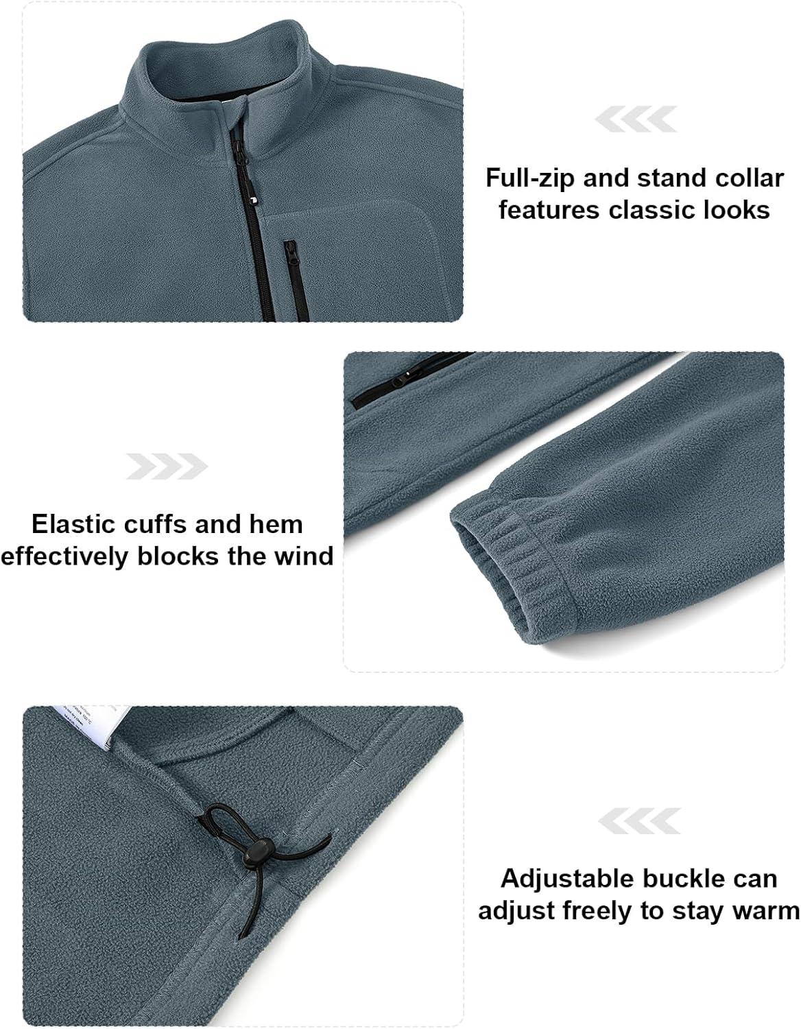imageTBMPOY Mens Fleece Jackets Lightweight FullZip Fall Jacket Outdoor Hiking Warm Winter Coats with PocketsLight Blue