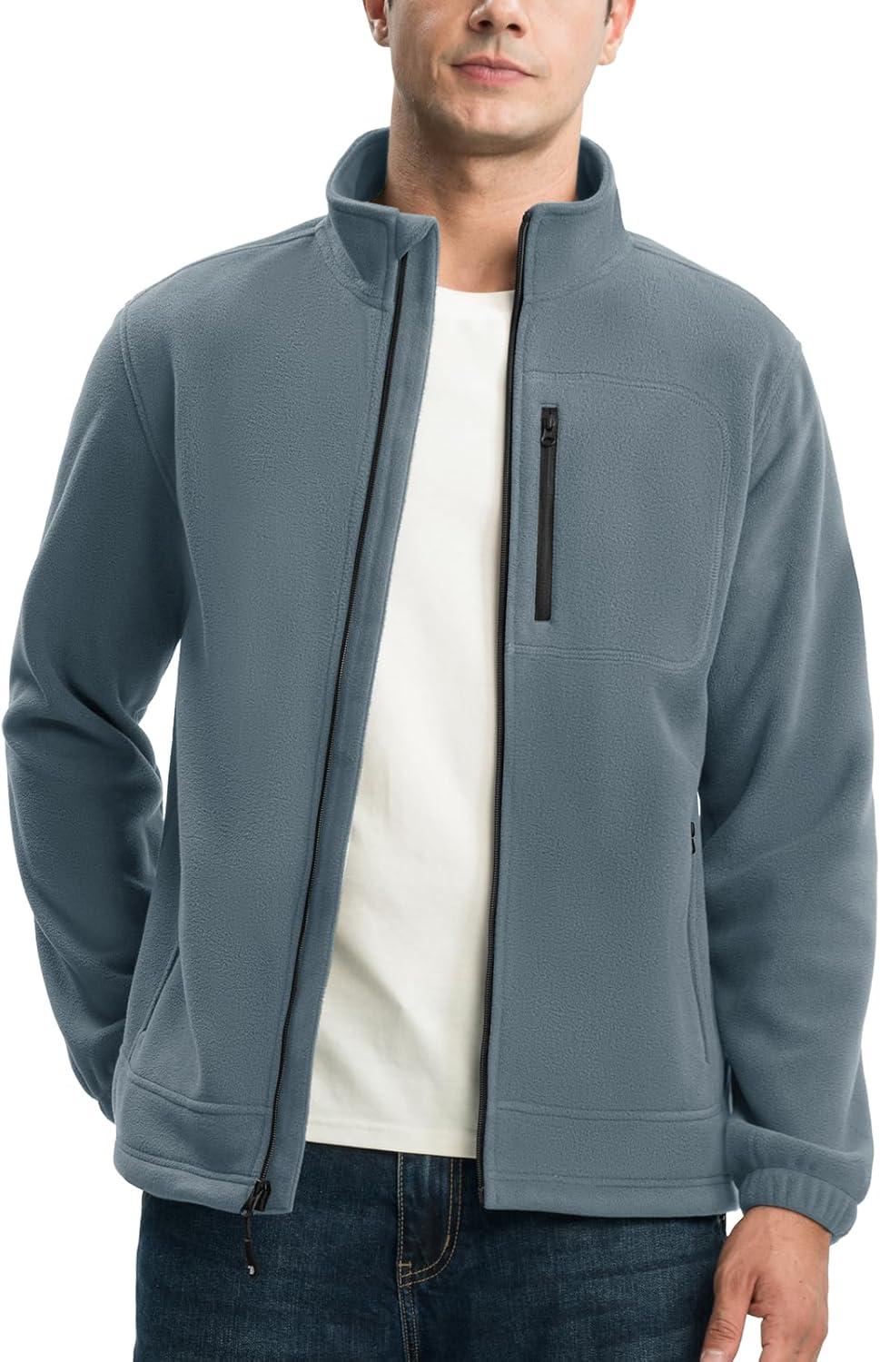 imageTBMPOY Mens Fleece Jackets Lightweight FullZip Fall Jacket Outdoor Hiking Warm Winter Coats with PocketsLight Blue