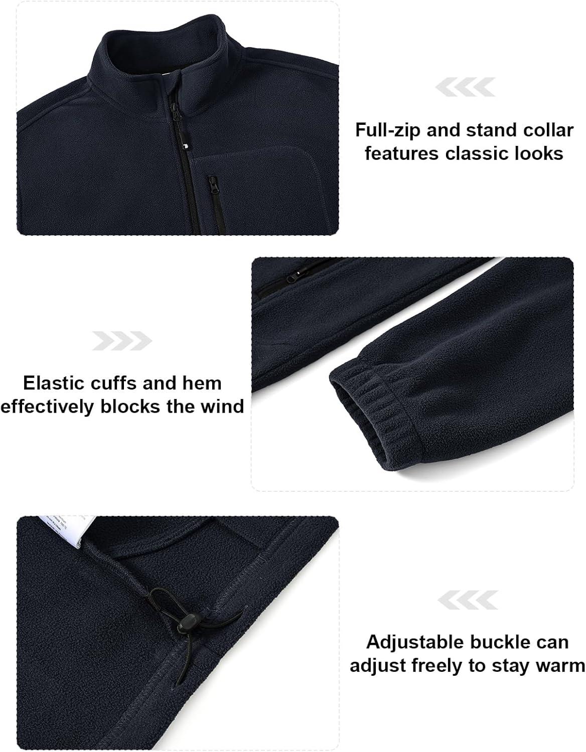 imageTBMPOY Mens Fleece Jackets Lightweight FullZip Fall Jacket Outdoor Hiking Warm Winter Coats with PocketsNavy