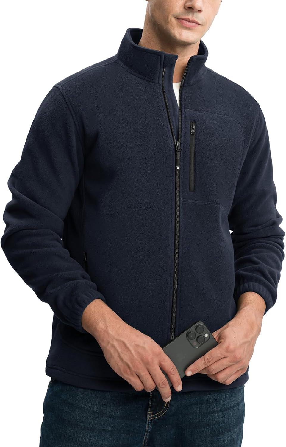 imageTBMPOY Mens Fleece Jackets Lightweight FullZip Fall Jacket Outdoor Hiking Warm Winter Coats with PocketsNavy