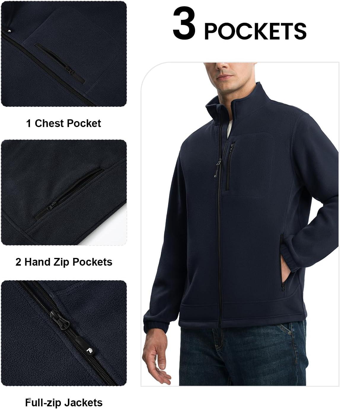 imageTBMPOY Mens Fleece Jackets Lightweight FullZip Fall Jacket Outdoor Hiking Warm Winter Coats with PocketsNavy