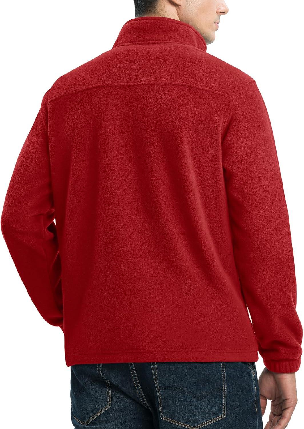 imageTBMPOY Mens Fleece Jackets Lightweight FullZip Fall Jacket Outdoor Hiking Warm Winter Coats with PocketsRed