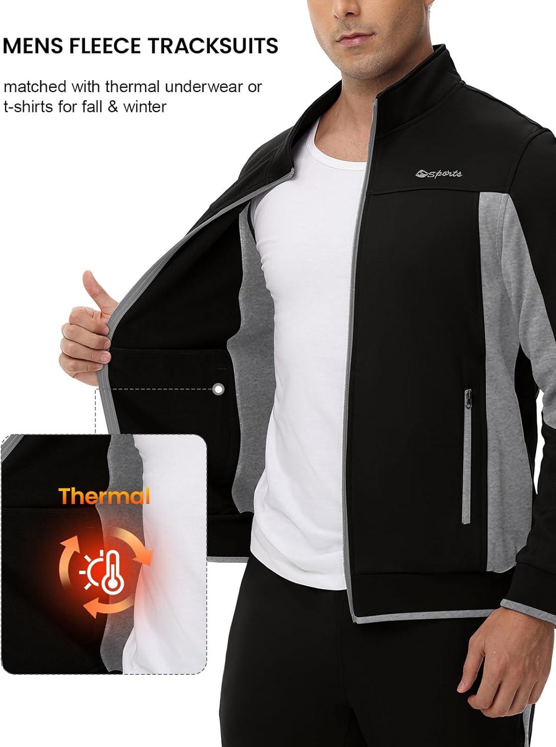 imageTBMPOY Mens Fleece Lined Tracksuits Sweatsuits 2 Piece Sets Winter Jogging Track Sweat Suits Thermal Casual OutfitsBlackLight Grey