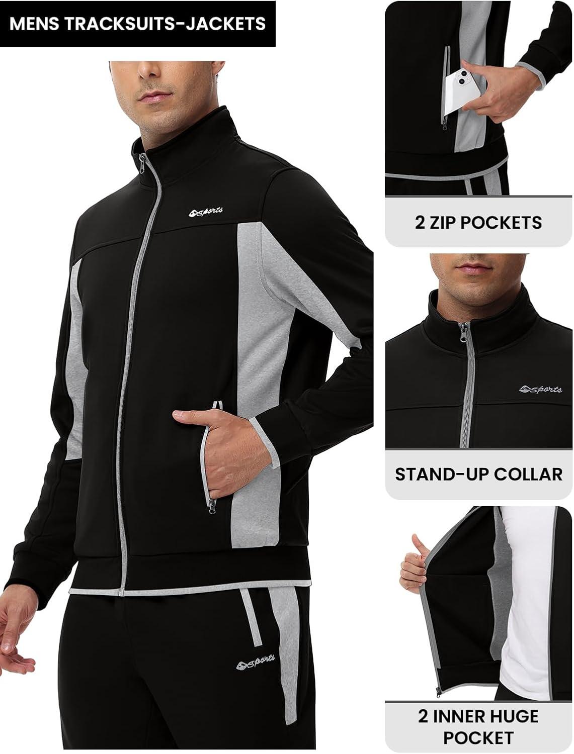 imageTBMPOY Mens Fleece Lined Tracksuits Sweatsuits 2 Piece Sets Winter Jogging Track Sweat Suits Thermal Casual OutfitsBlackLight Grey
