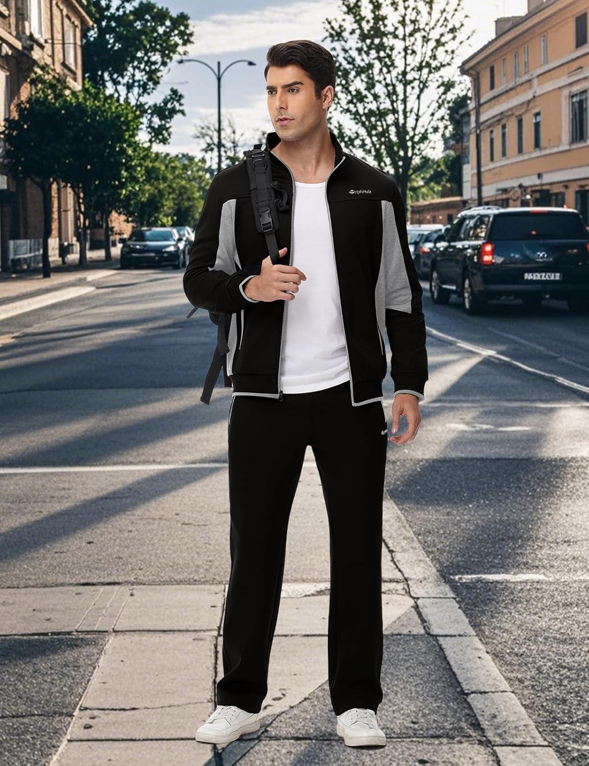 imageTBMPOY Mens Fleece Lined Tracksuits Sweatsuits 2 Piece Sets Winter Jogging Track Sweat Suits Thermal Casual OutfitsBlackLight Grey
