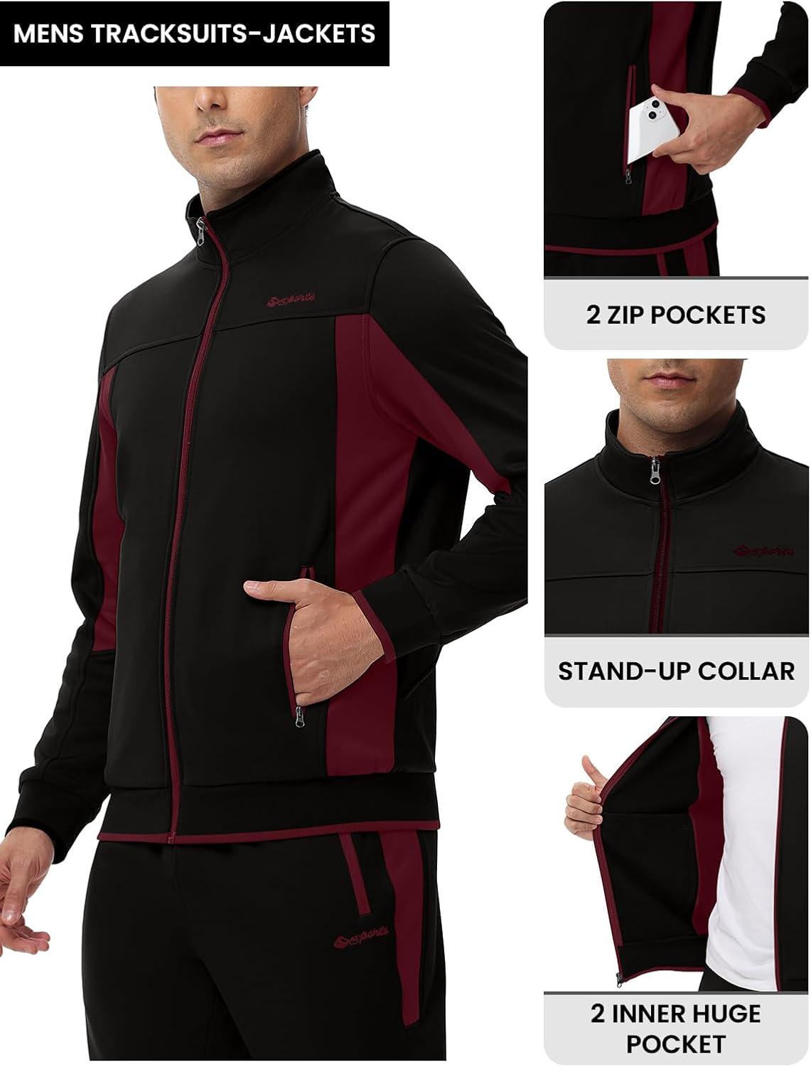 imageTBMPOY Mens Fleece Lined Tracksuits Sweatsuits 2 Piece Sets Winter Jogging Track Sweat Suits Thermal Casual OutfitsBlackWine